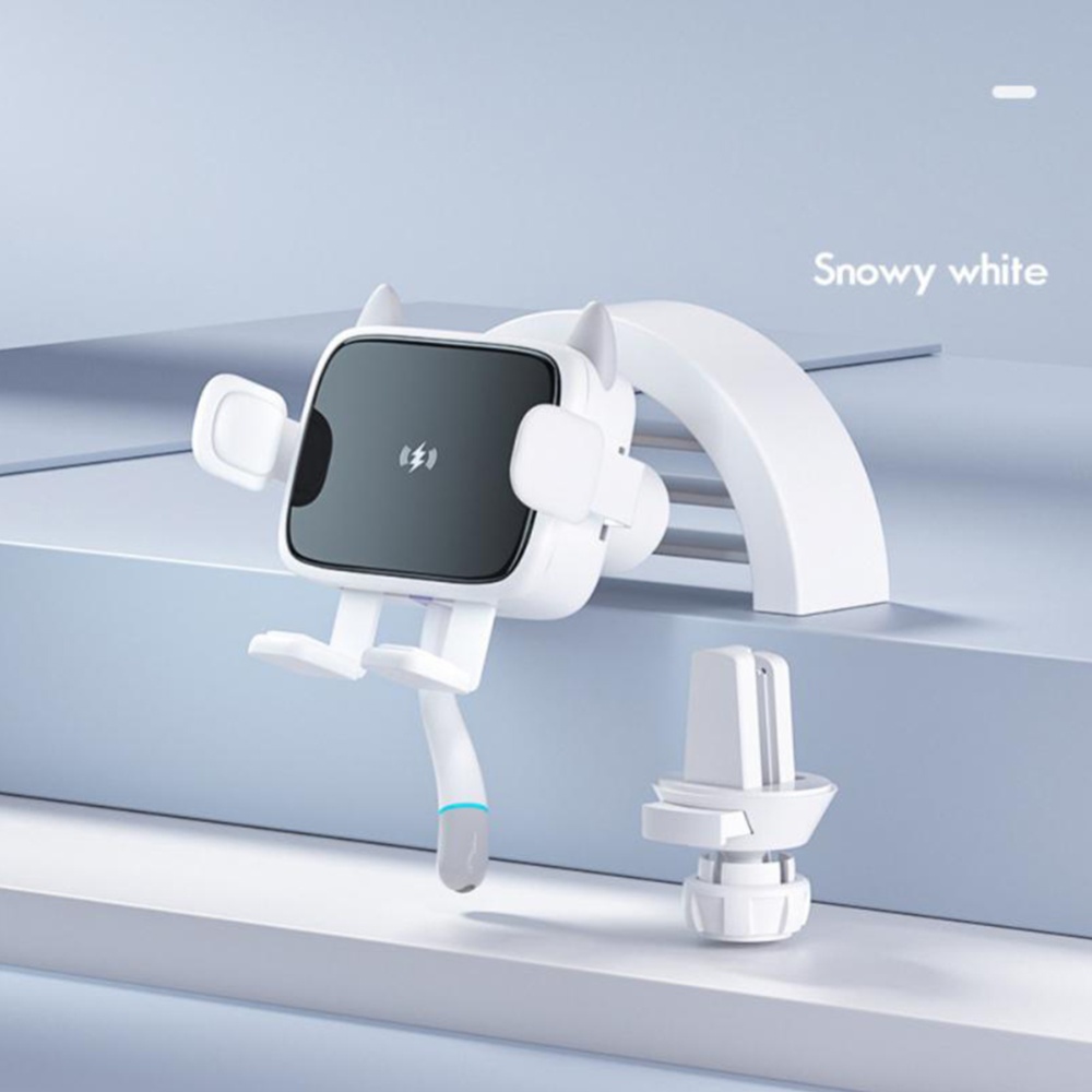 Wireless Phone Holder Mobile Bracket 15w Fast Charging Car Air Outlet Universal Type Automatic Induction Navigation white - Image 3