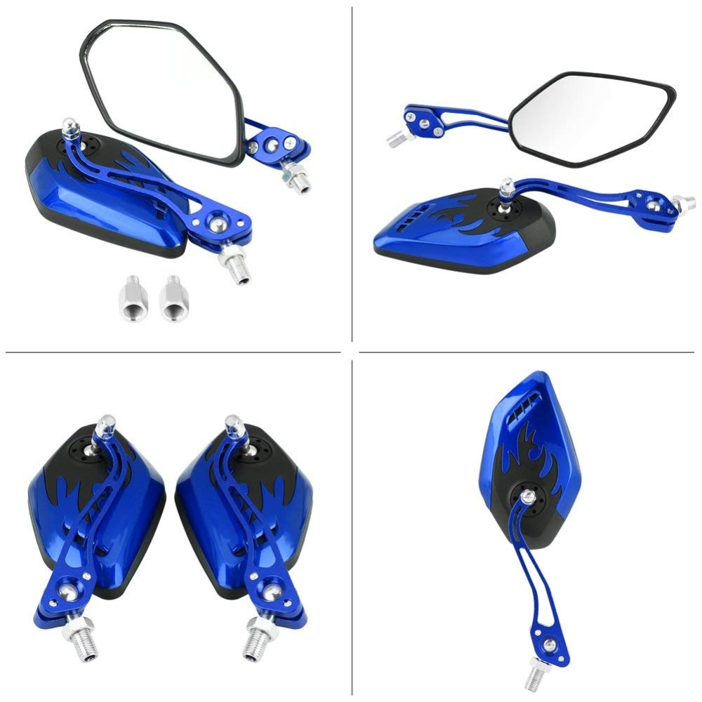 Fashion Motorcycle Refit Rear View Side Rearview Mirrors for Yamaha Suzuki Honda blue - Image 2