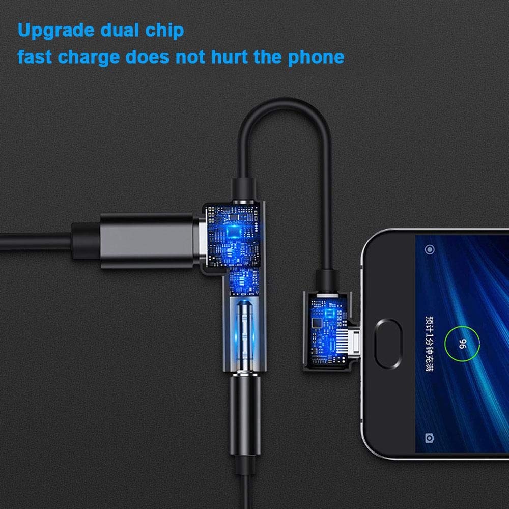 Type-C to 3.5mm Headphone Audio Jack 2-in-1 USB C AdapterAUX Wired Charging Converter for Samsung Huawei black - Image 3