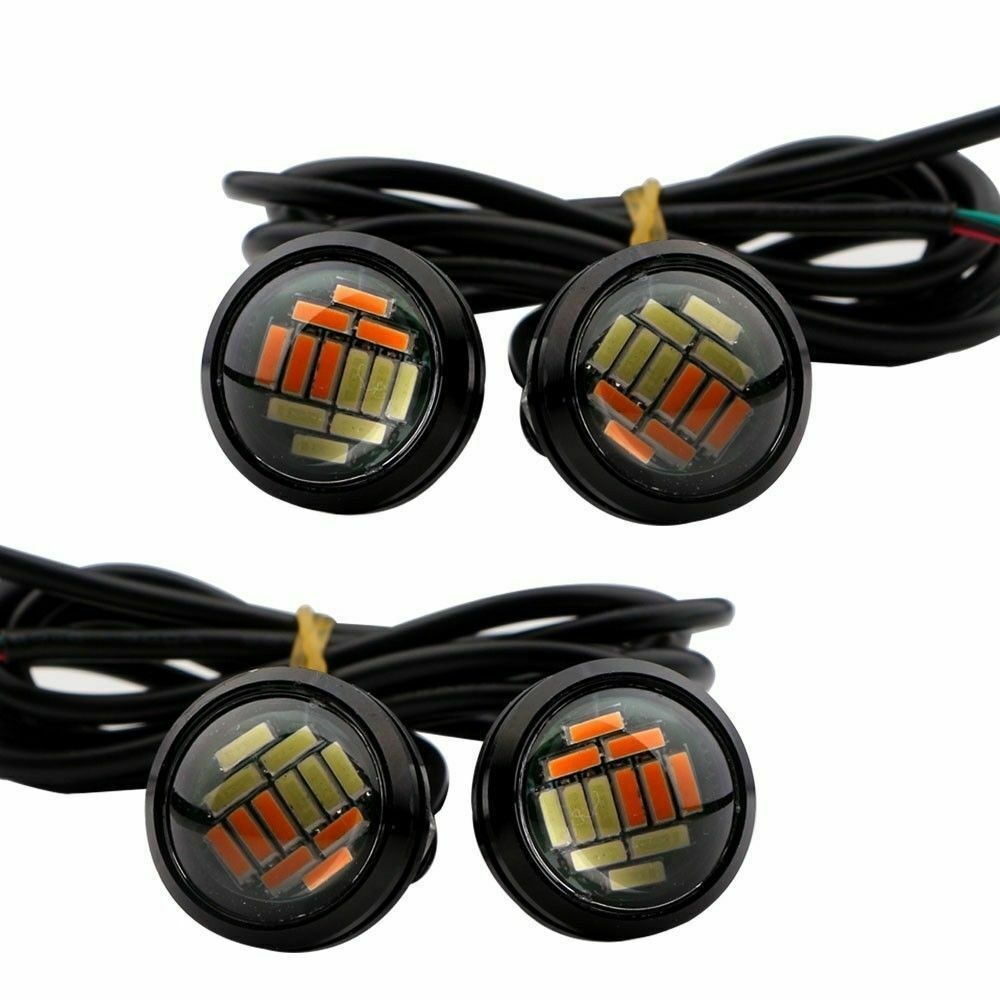 10pcs 23mm Eagle Eye LED DRL Daytime Running Reversing Light Car Tail Lamp Dc12v White and yellow light - Image 2