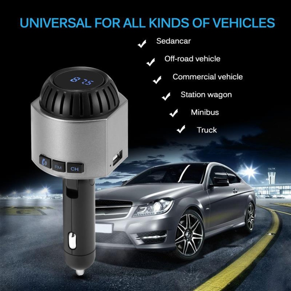 Car MP3 Bluetooth 4.2 Hands Free FM Emitter Player USB Port TF Card 3.5 Voice-frequency Telephony black - Image 3