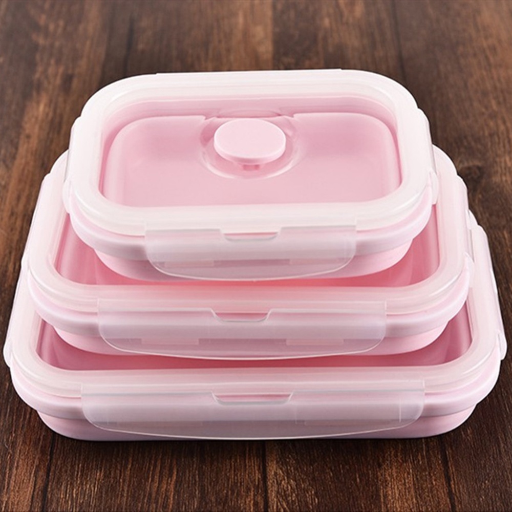 3Pcs/Set Folding Silicone Lunchbox High Temperature Resistant Silica Gel Preservation Box - Image 2