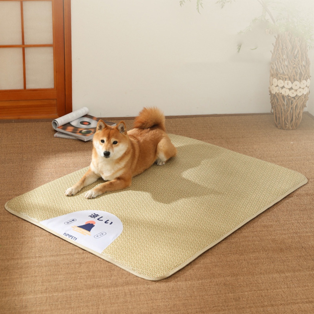 Pet Cooling Mat Ice Pad Cushion Comfortable Breathable Natural Material Summer Supplies For Cats Dogs yellow puppy M - Image 3