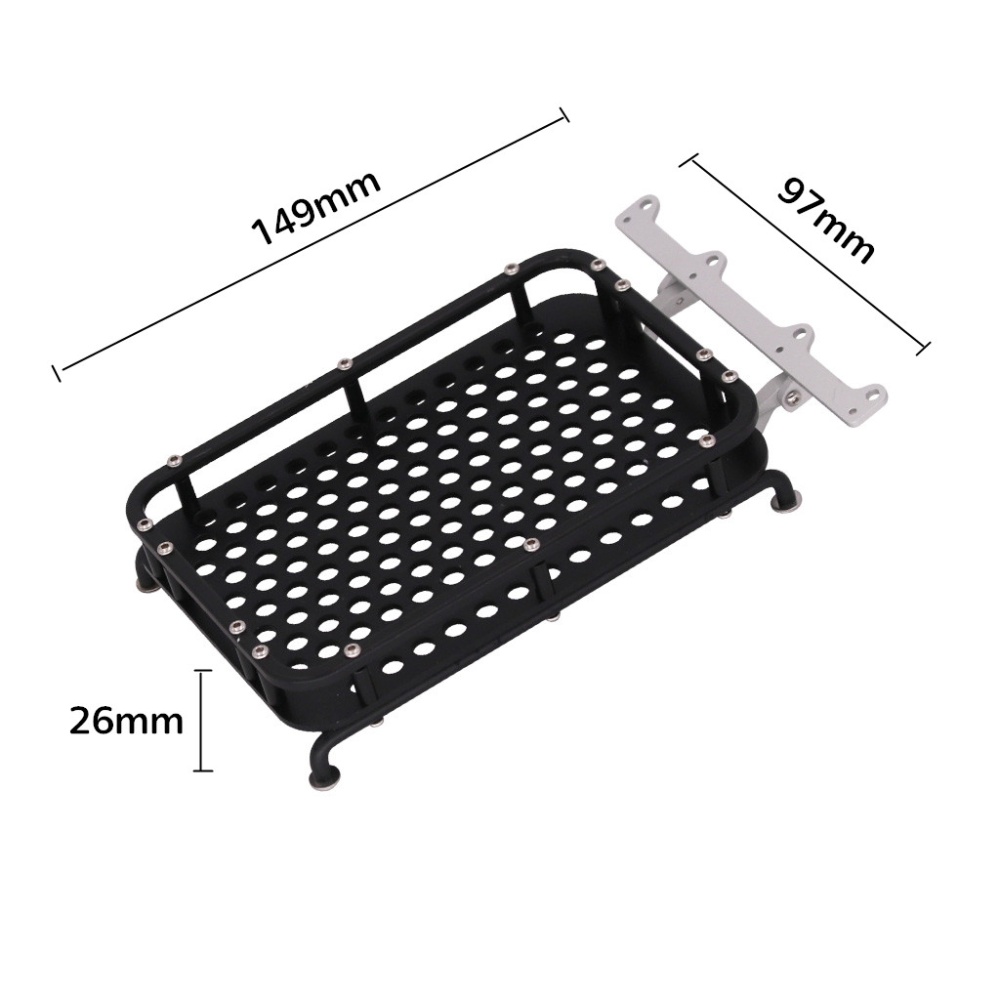 Rock Crawler Cnc Metal Roof Rack Luggage for Axial Scx10 Trx4 D90 Rc Car Model Toys black - Image 3