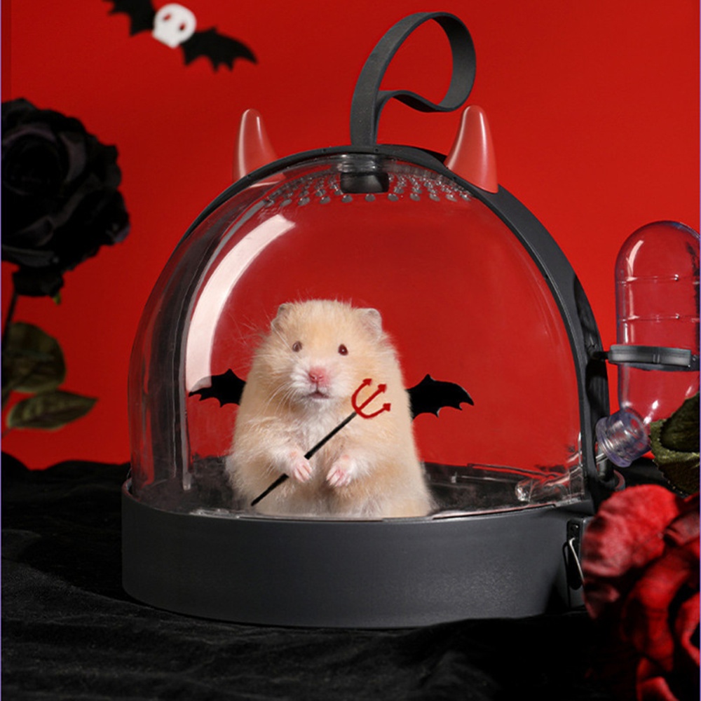 Hamster Portable Transparent Cage With Silicone Handle 180 Degree Side Rotatable Travel Carrier For Golden Bear Purple - Image 2