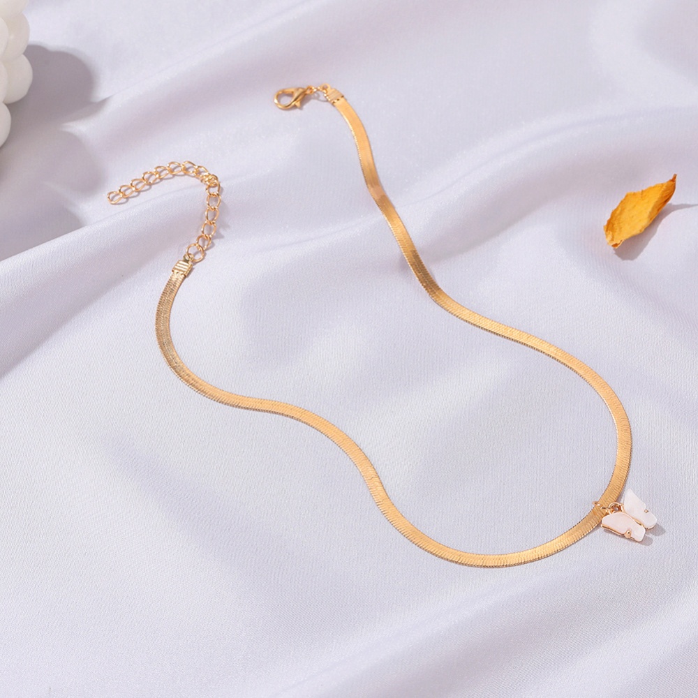 Women's Necklace Simple Style Butterfly-shape Clavicle Chain 01 white - Image 2