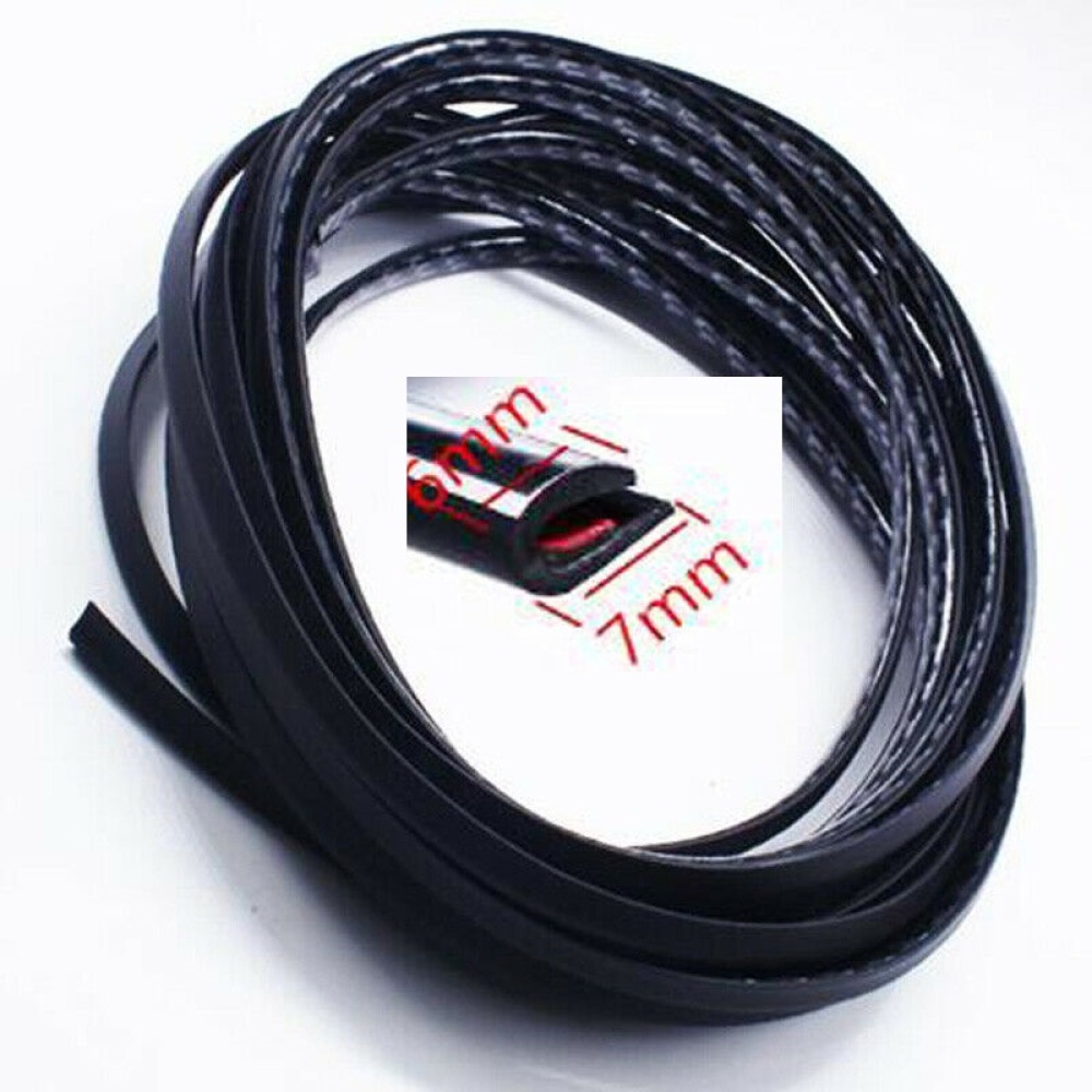 Universal 5m Carbon Fiber Car Door Moulding Rubber Scratch Protector Strip Edge Guard Trim black - Image 2