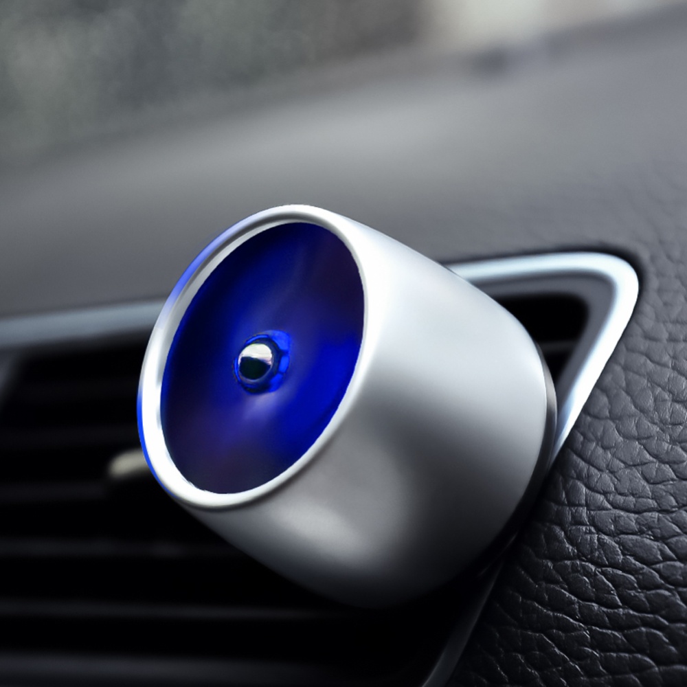 LED Scent Vent Decoration Clip On Alloy Diffuser Car Perfume Freshener Bright silver blue - Image 3