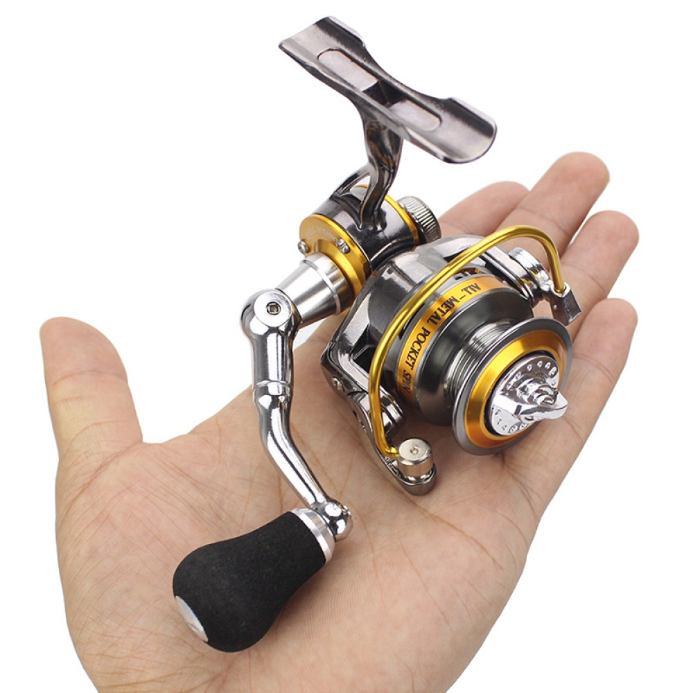 Mini Small Ice Fishing Spining Reel All Metal 3+1BB Zinc Alloy Spinning Reels Gold_full metal spinning reel - Image 3