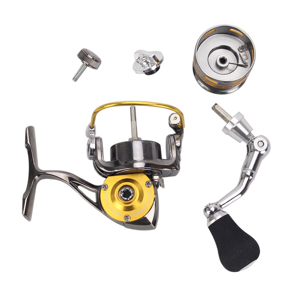 Mini Small Ice Fishing Spining Reel All Metal 3+1BB Zinc Alloy Spinning Reels Gold_full metal spinning reel - Image 2