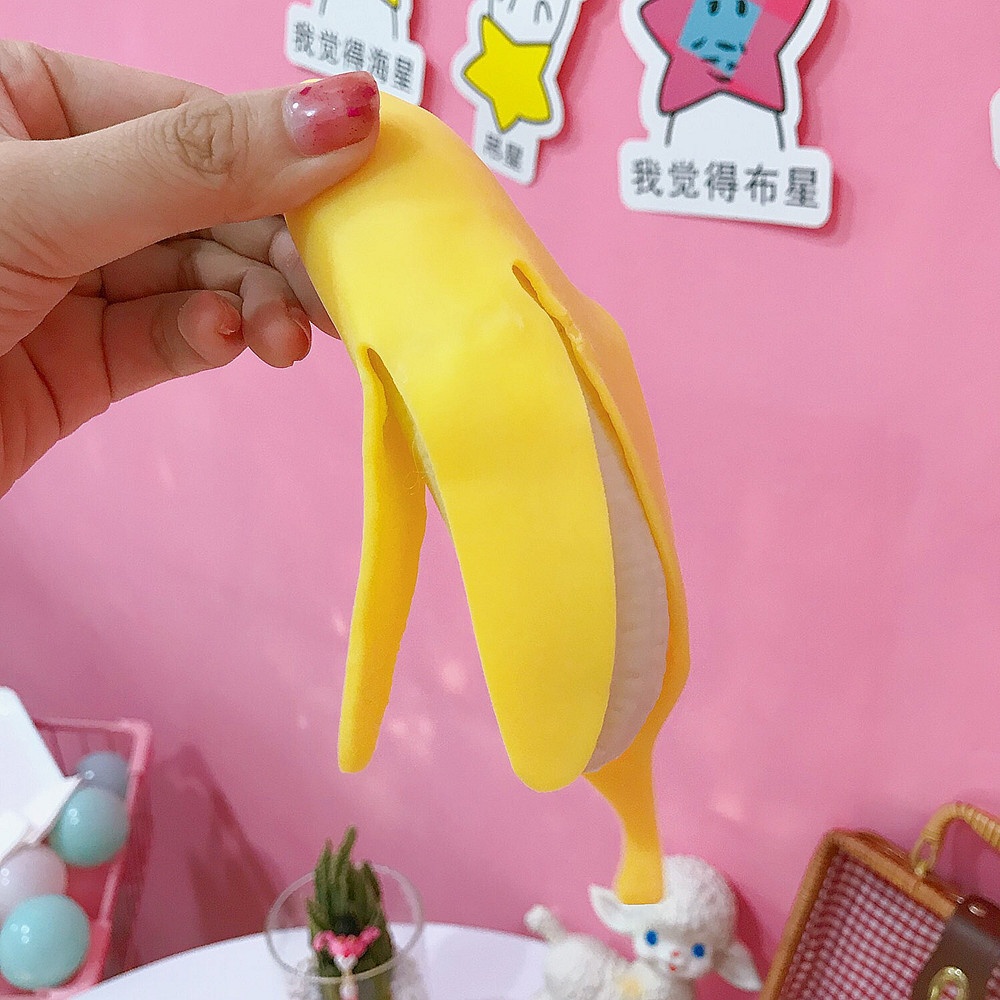 Peeled Banana Toy Funny Tricky Props Squishy Rubbery Gadgets Stress Relief Adult Kids Gift Peeling banana toy - Image 3