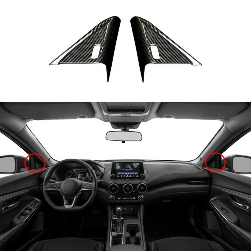 Carbon Fiber A Post Front Triangle Cover Trim For Nissan Sylphy 2020-2022 black - Image 2