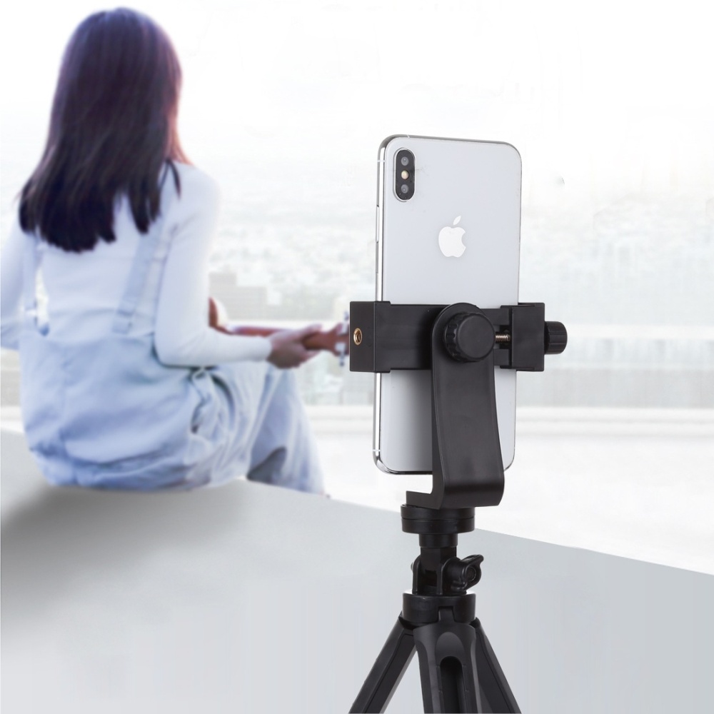 Live Phone Clip Camera Tripod Horizontal Vertical Adjustable Clamp Stable Anti-fall Design black - Image 3