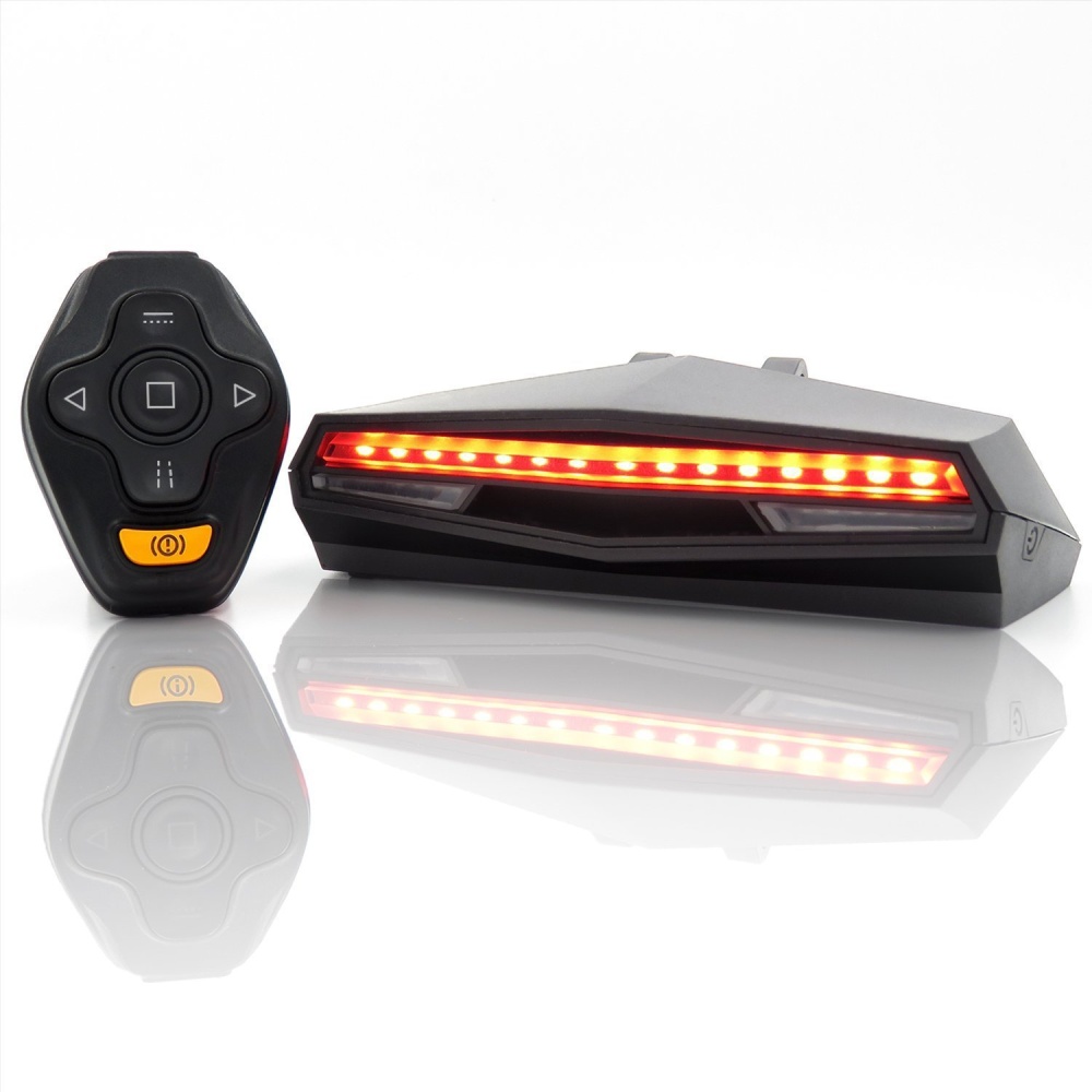 Wireless Bike Rear Light Smart USB Rechargeable Cycling Remote Turn LED Bicycle black - Image 2