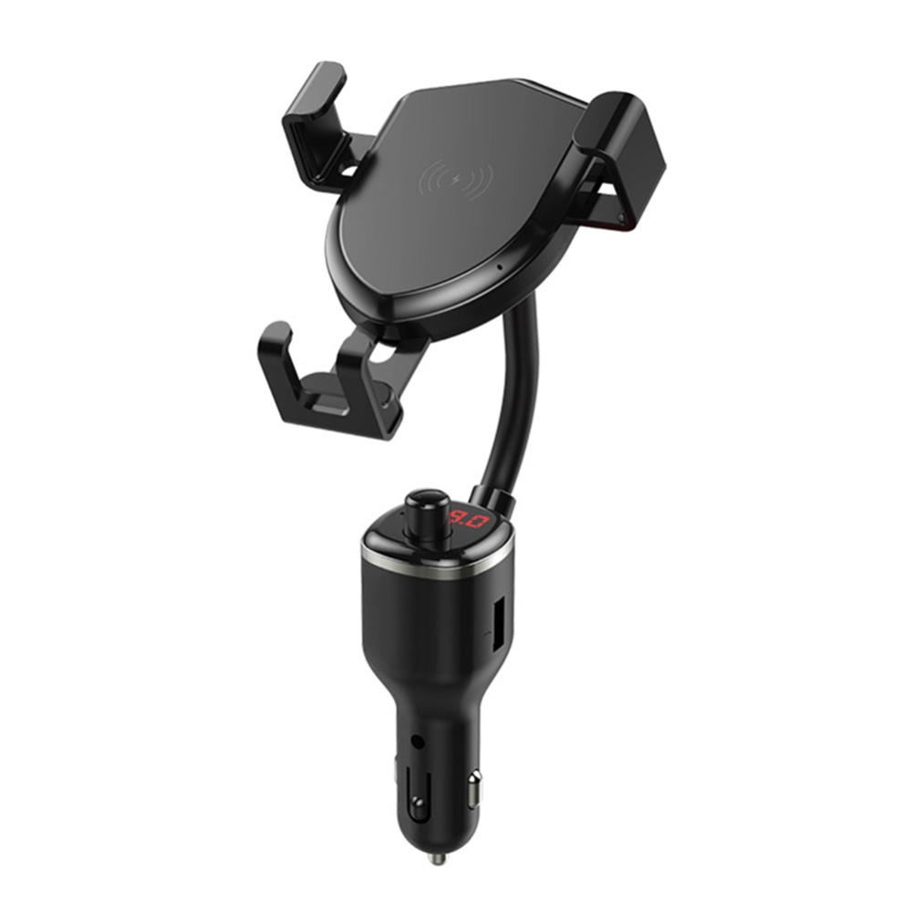 10W Wireless Quick Charging Mobile Phone Holder Stand with Fm Bluetooth Transmitter black - Image 3