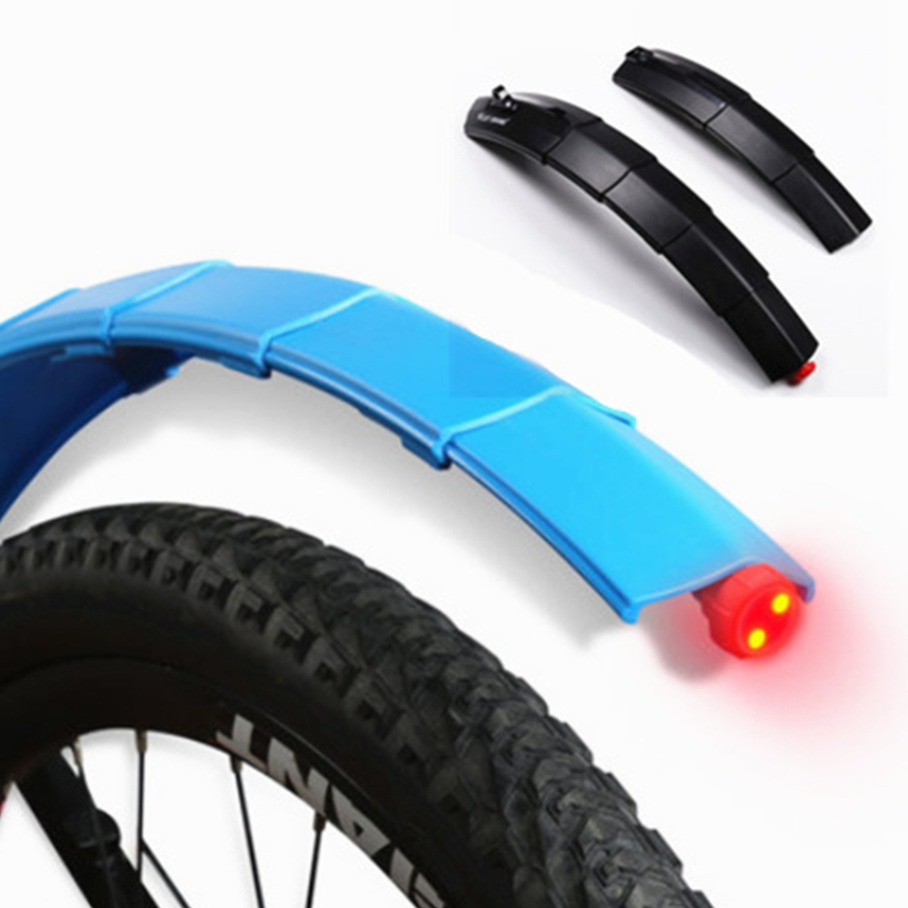 Mountain Bike Cycling Front Rear LED Mudguard Set Foldable Bicycle Fender black - Image 3