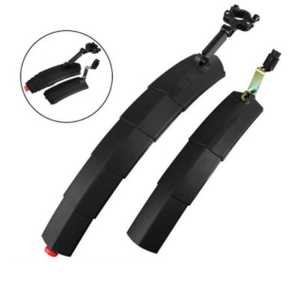 Mountain Bike Cycling Front Rear LED Mudguard Set Foldable Bicycle Fender black - Image 2