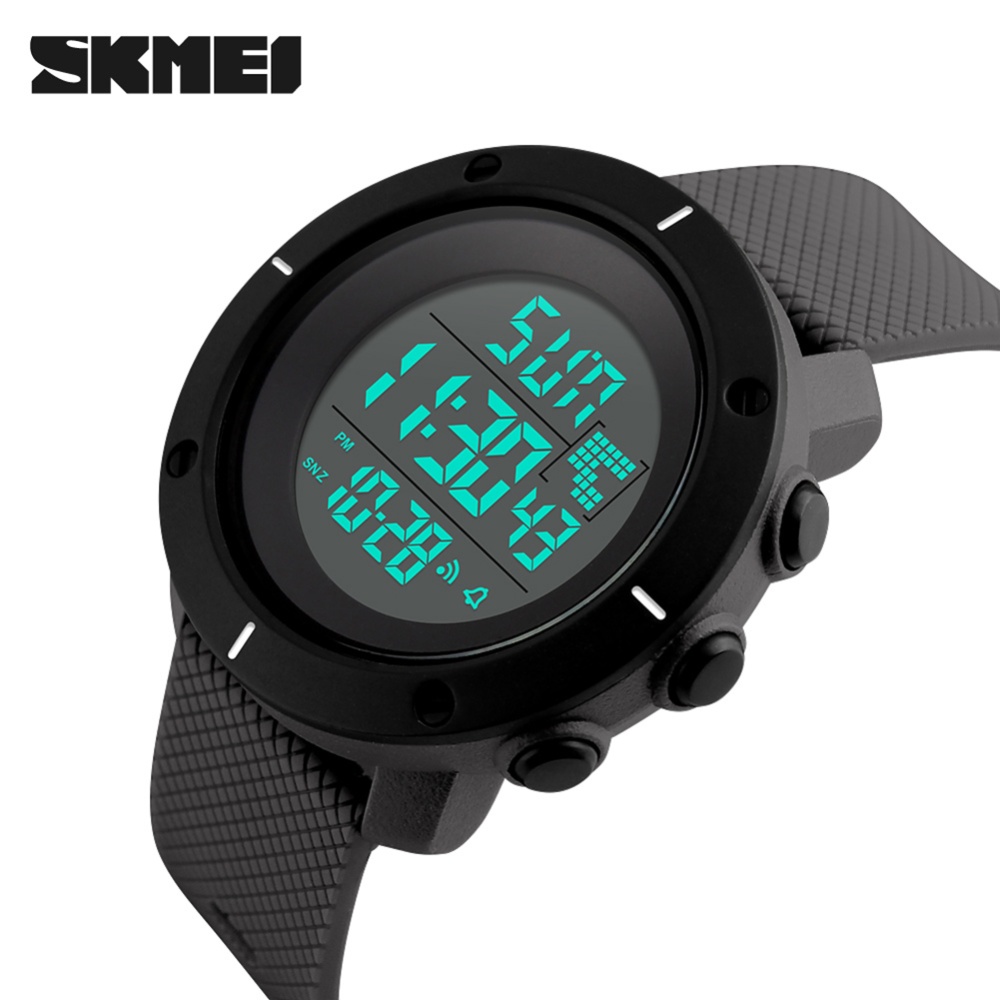 SKMEI Men Electronic Watch Led Luminous Multi-functional Fashion Waterproof Outdoor Sports Wristwatch (large) gray large - Image 2