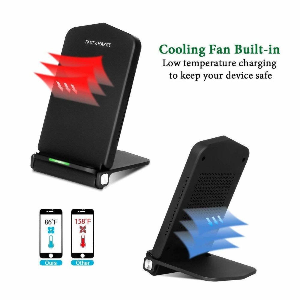 For Samsung Galaxy S10 S10e S10+ Fast QI Wireless Charger Charging Dock Stand black - Image 3