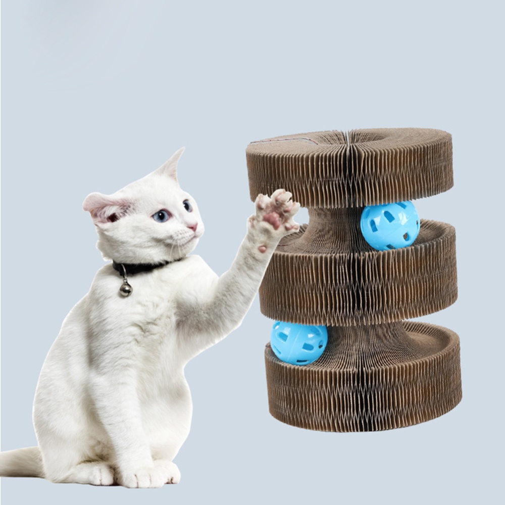 Pet Cat Scratching Board With Ball Grinding Claw Plate Playing Training Exercise Toys Supplies Fish as shown - Image 2