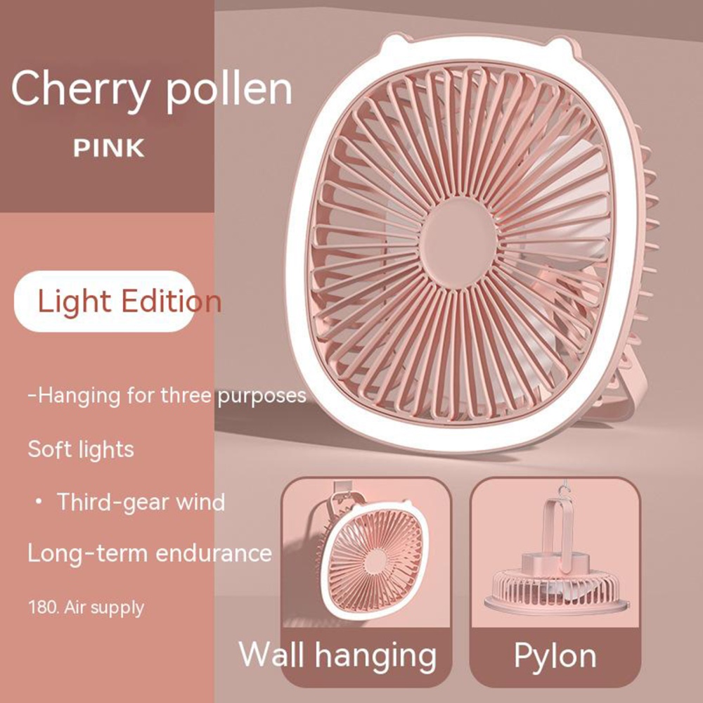 3w 5v Portable Mini Fan With Led Light 3 Levels Usb Rechargeable Air Cooling Household Electrical Appliances Pink