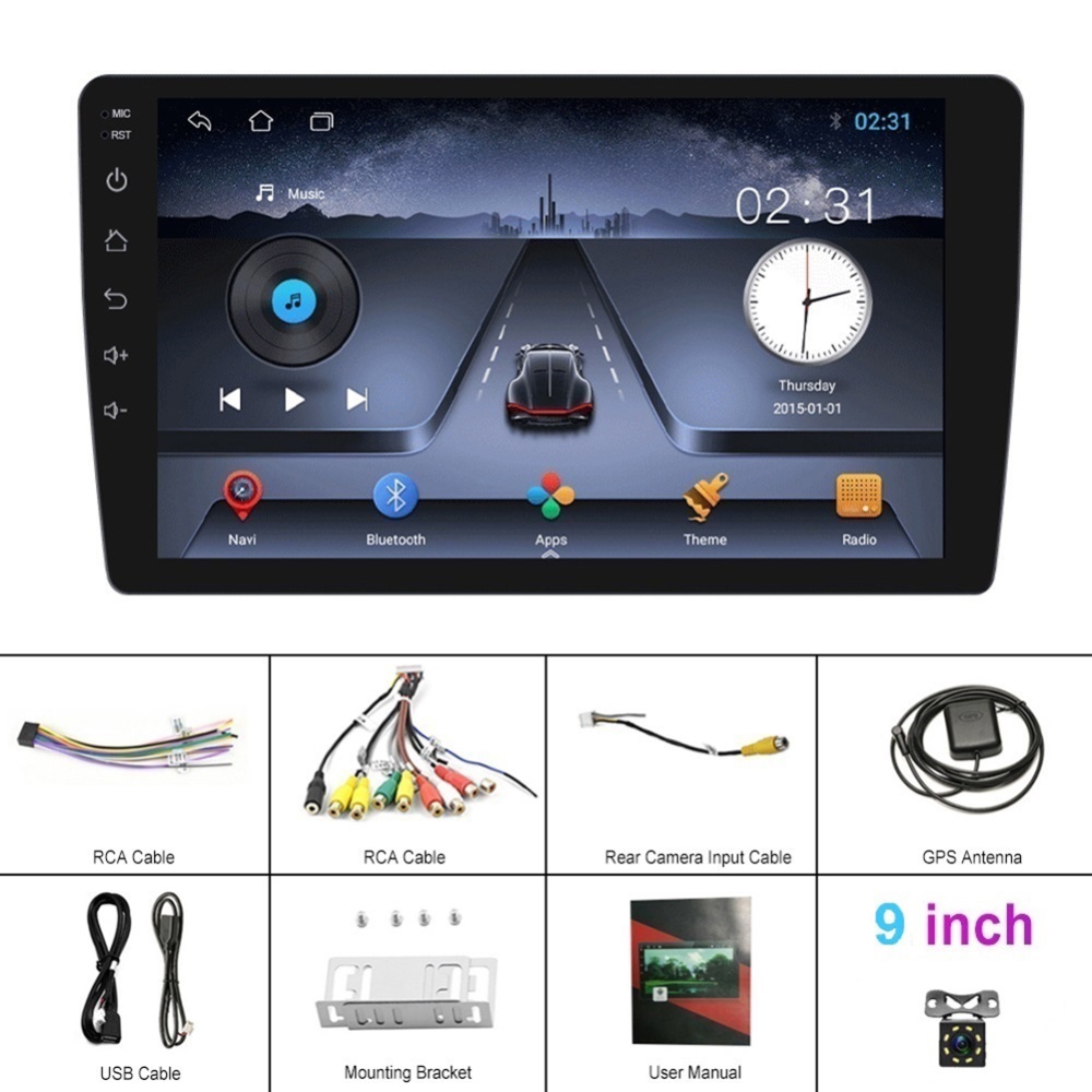 9 Inch Android 11 Car Player Bluetooth Hands-free HD Touch Screen Gps Radio Reversing Display with 8 Lights - Image 3