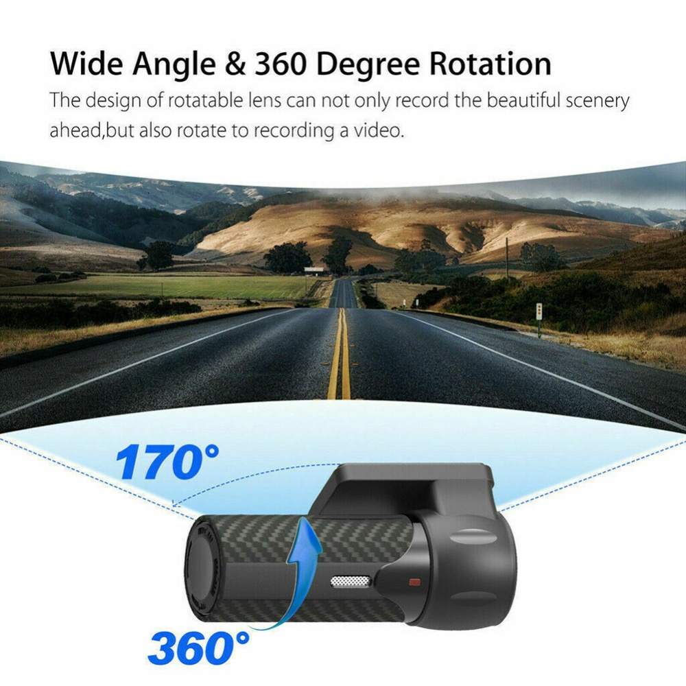 360 Degrees Rotatable Wifi Car Driving Recorder Dvr Dash Camera G-sensor Night Vision 170 Degree Wide-angle Hd 1080p Video black - Image 3