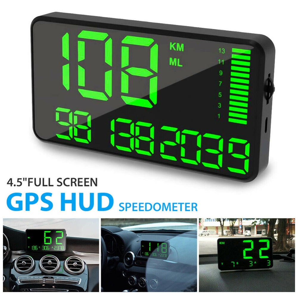 C90 Car Digital Hud Head Up Display Accurate Speedometer Odometer Intelligent Brightness Control Overspeed Warning Alarm black