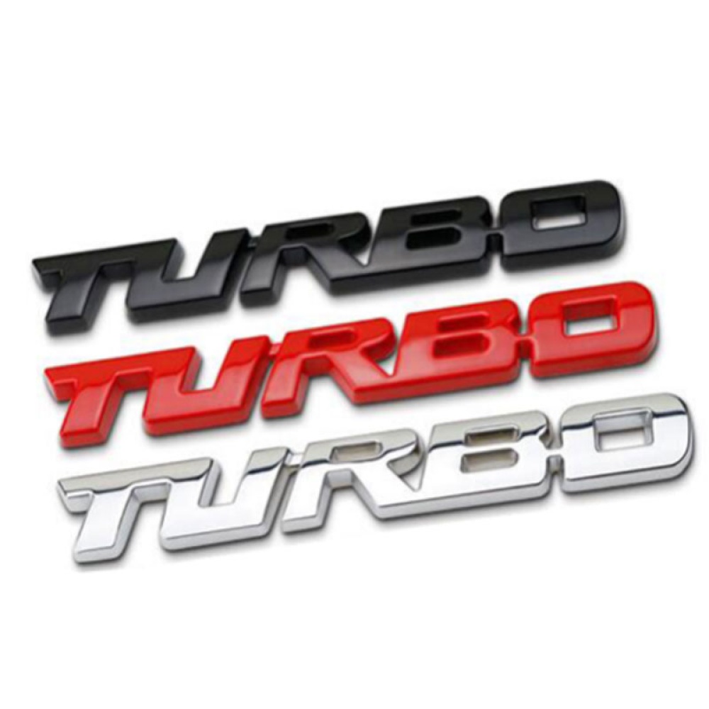 3D Car Styling Sticker Metal TURBO Emblem Body Rear Tailgate Badge red - Image 2