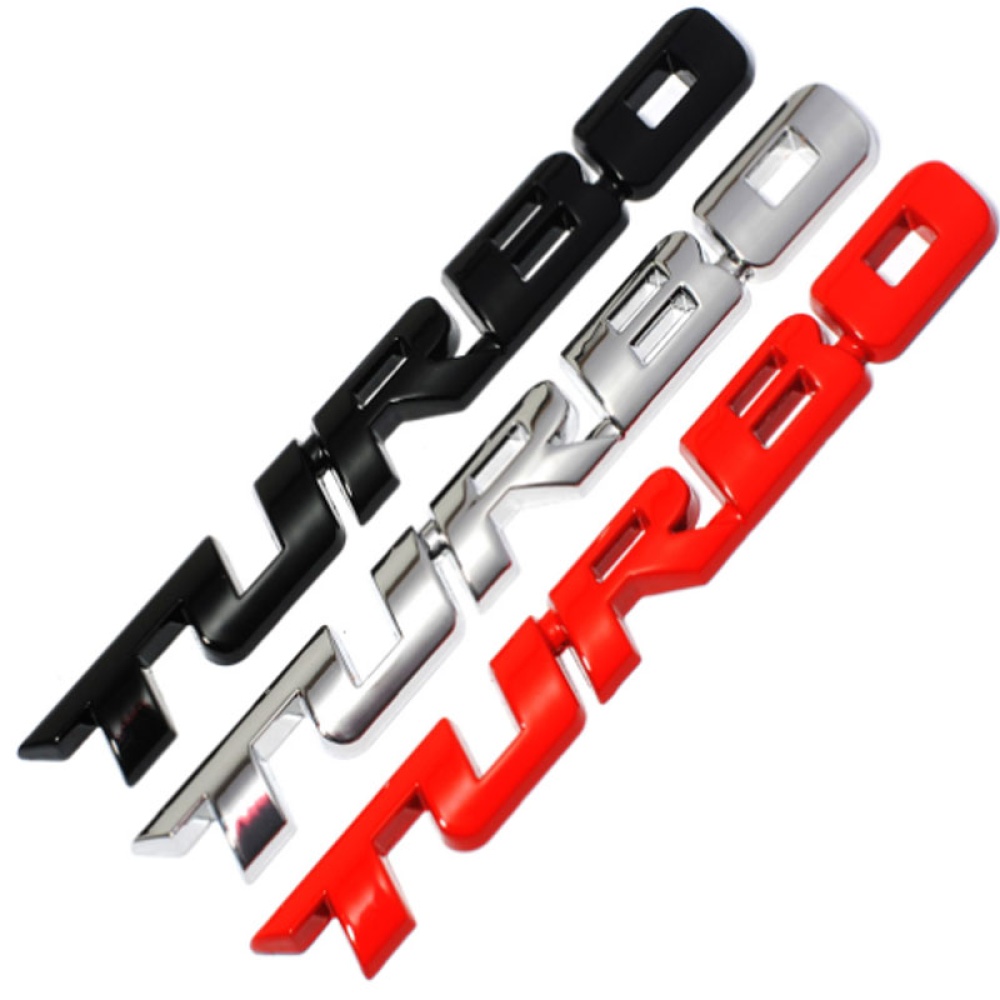 3D Car Styling Sticker Metal TURBO Emblem Body Rear Tailgate Badge red - Image 3