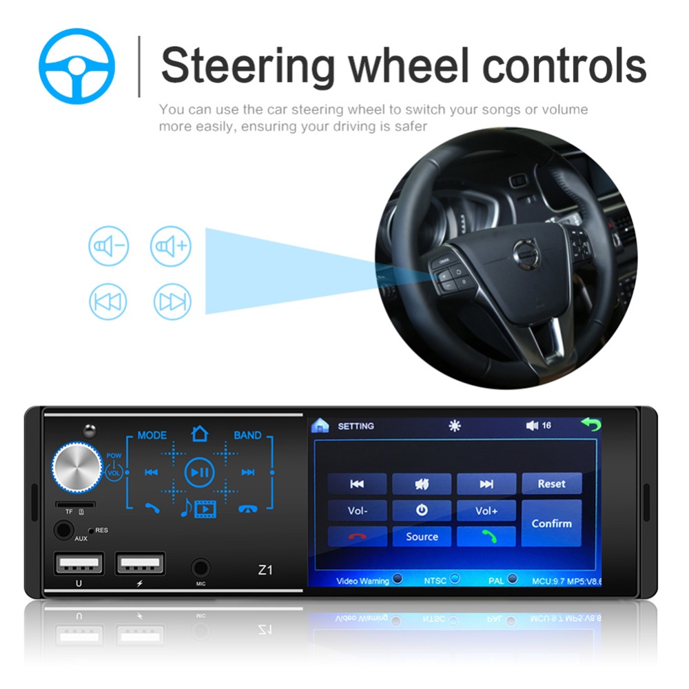 Car Mp5 Player Bluetooth Touch Screen Dual Usb Colorful Light Radio with Camera Black 8 Lights - Image 3