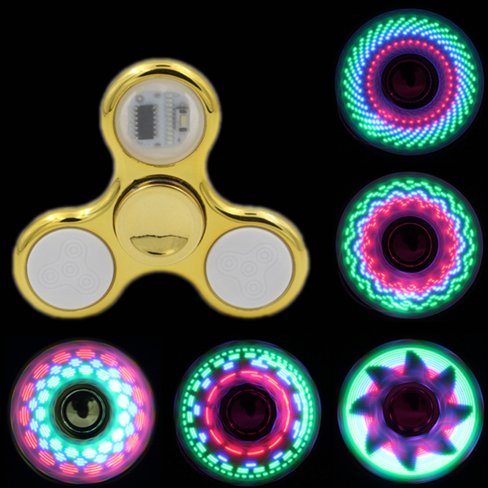 Fingertip Spinner Toy Metal Led Light Flashing Finger Hand Anxiety Stress Reducer Golden - Image 3