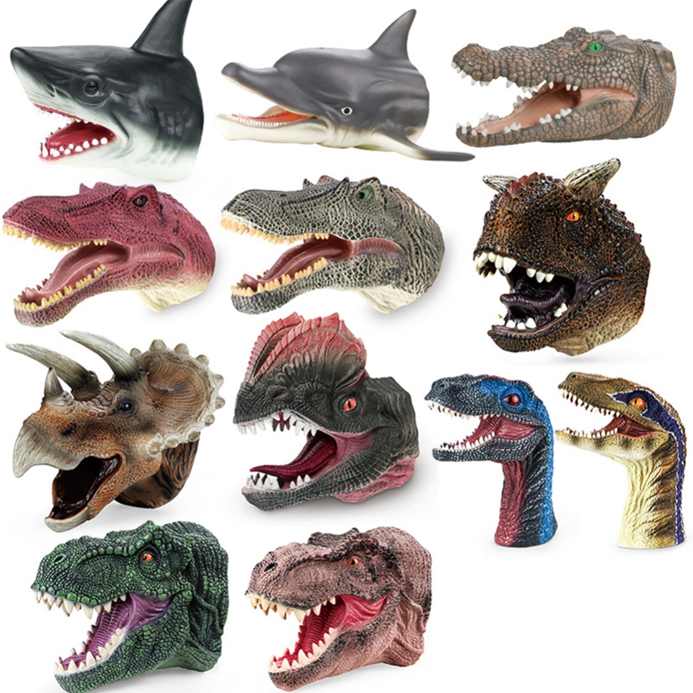 Children Simulation Dinosaur Sea Animal Puppet Science Education Cognitive Puzzle Gloves Model Interactive Toys X320 green - Image 3