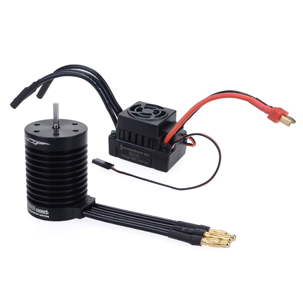 RC F540 4370KV/3300KV Waterproof Sensorless Brushless Motor and 60A ESC Combo Set For 1/10 Racing Car Boat Model - Image 2