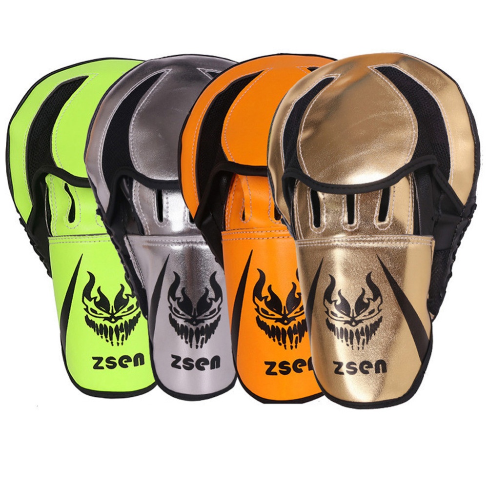 PU Leather Boxing Glove Arc Fist Target Punch Pad for MMA Boxer Muay Thai Training Gold - Image 2