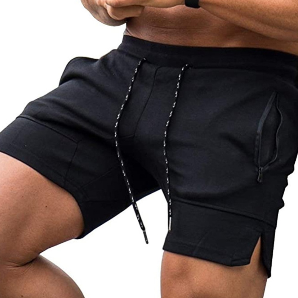 Men Sports Shorts Fashion Solid Color Middle Waist Cargo Pants With Pocket Casual Breathable Zipper dark gray XXL - Image 3