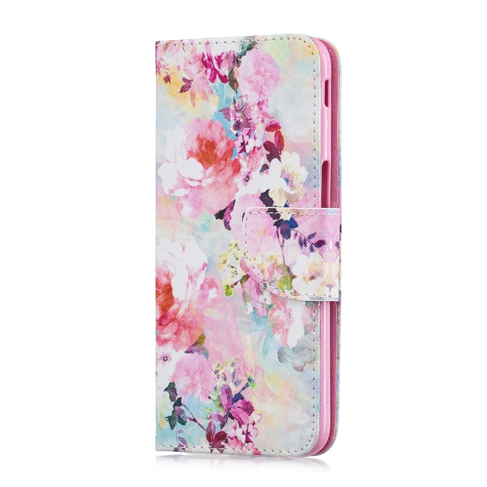 For Samsung J4 Plus/J6 Plus Cartoon Phone Shell Delicate Smartphone Case PU Leather Overall Protective Wallet Design Watercolor flower - Image 3