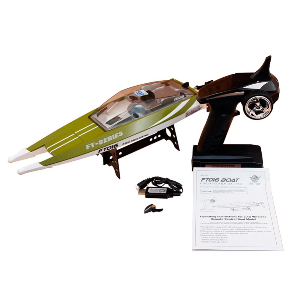 FT016 2.4G 30km/h Wireless High Speed RC Racing Boat Toy for Kids Adults green - Image 3