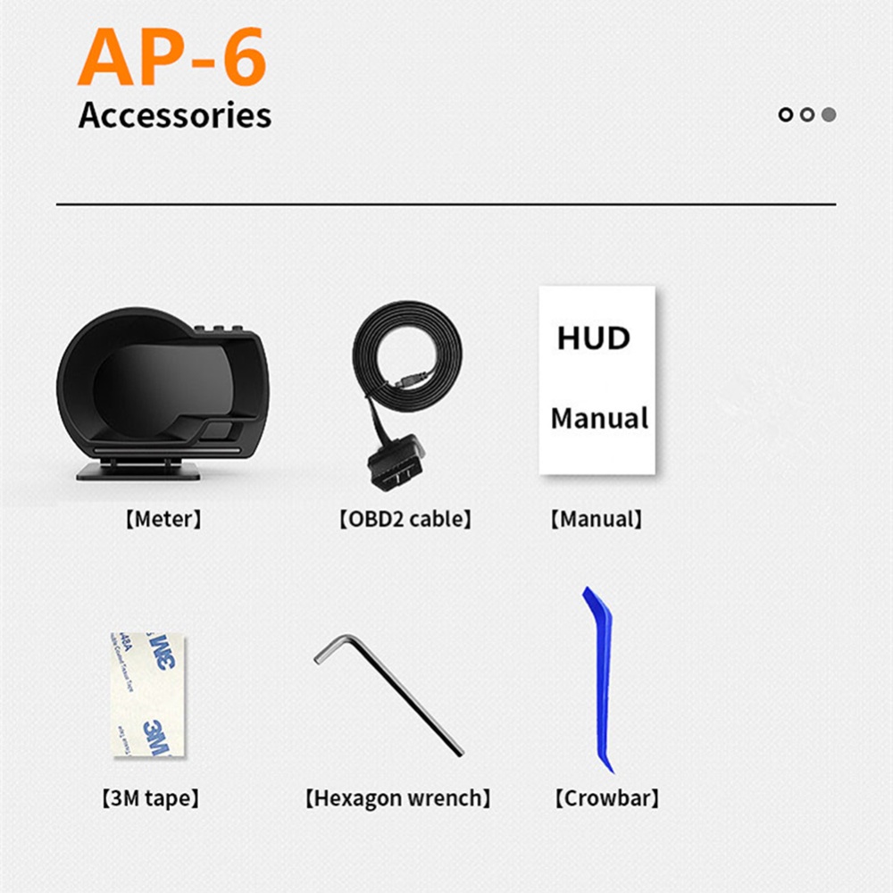 6pcs/set Ap-6 Hud Head-up Display Obd+gps Dual System Rotatable Bracket 9 Modified Code Car Interiors Accessories black - Image 3