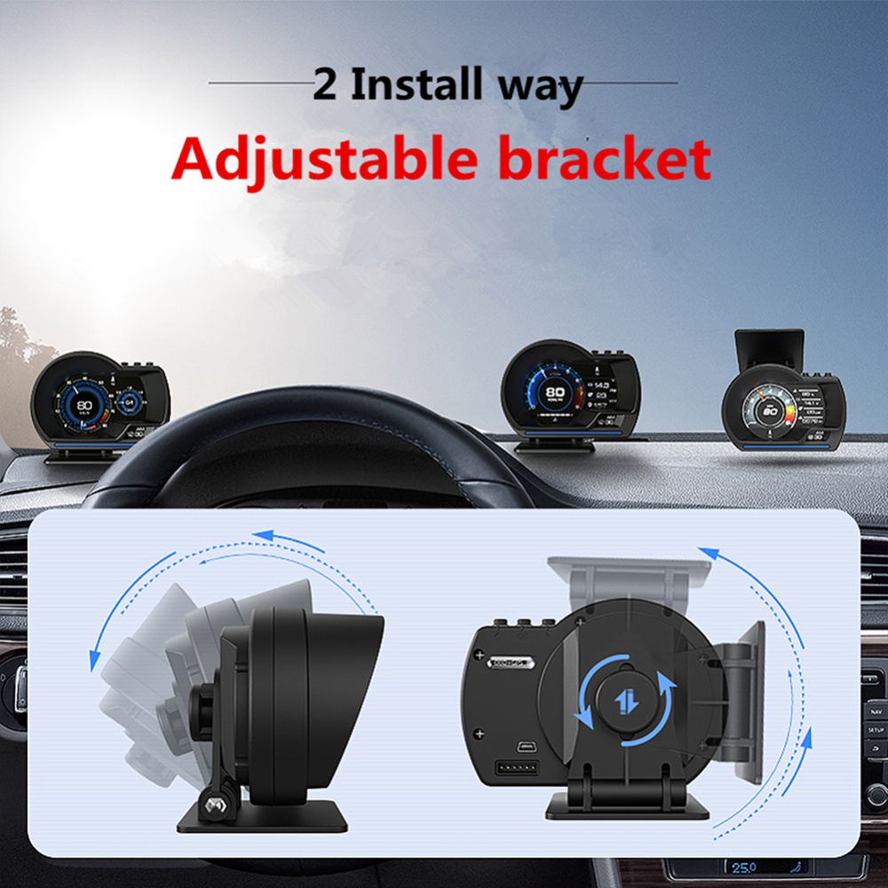 6pcs/set Ap-6 Hud Head-up Display Obd+gps Dual System Rotatable Bracket 9 Modified Code Car Interiors Accessories black - Image 2