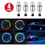 4 Pcs/set Alloy Silver Plated Automobile Hot Wheels Dual Sensor Valve Tire Lights Wheel Decoration Green - Image 2