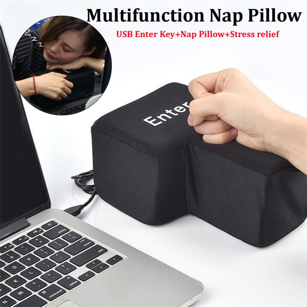 USB Input Key Ventilation Pillow Soft Computer Button Return Office Decompression Stress Relief Toy black - Image 3