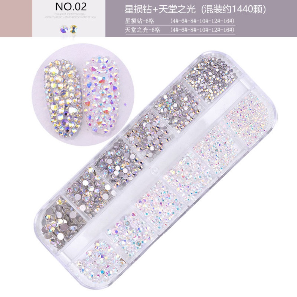 12 Grid Imitation Diamond Nail Art Box Mineral Jewelry Mixed Bride Phototherapy DIY Tool 6# - Image 2