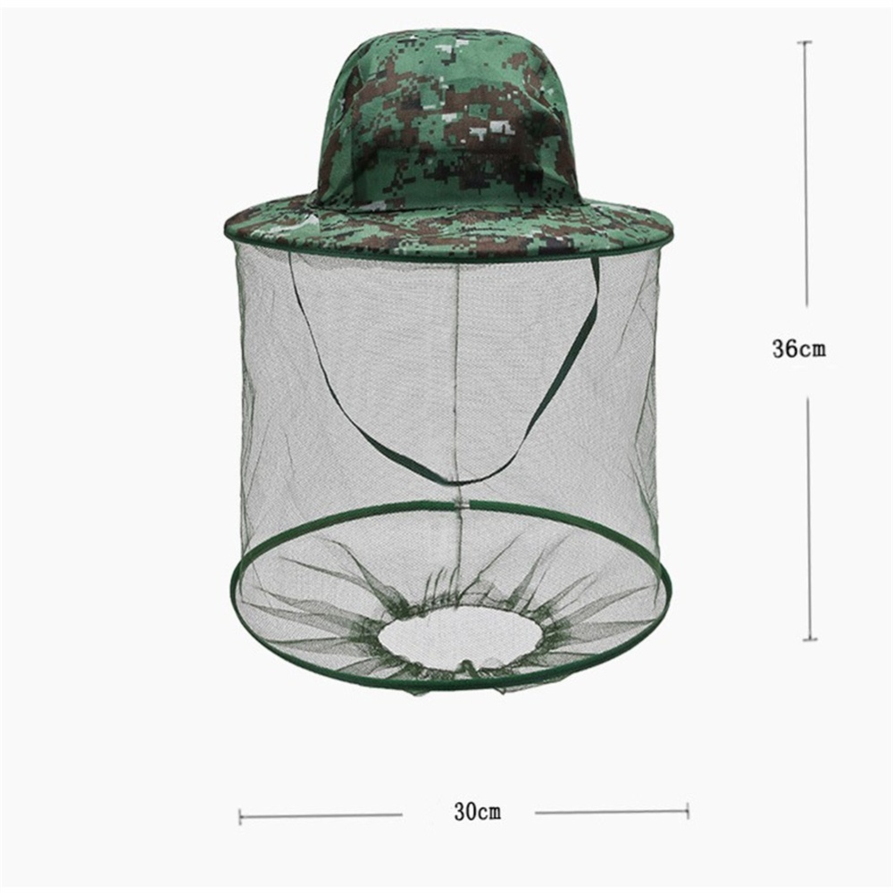 Breathable Hat With Mesh Outdoor Anti Mosquito Bee Repellent Head Cover Net Khaki_One size - Image 3