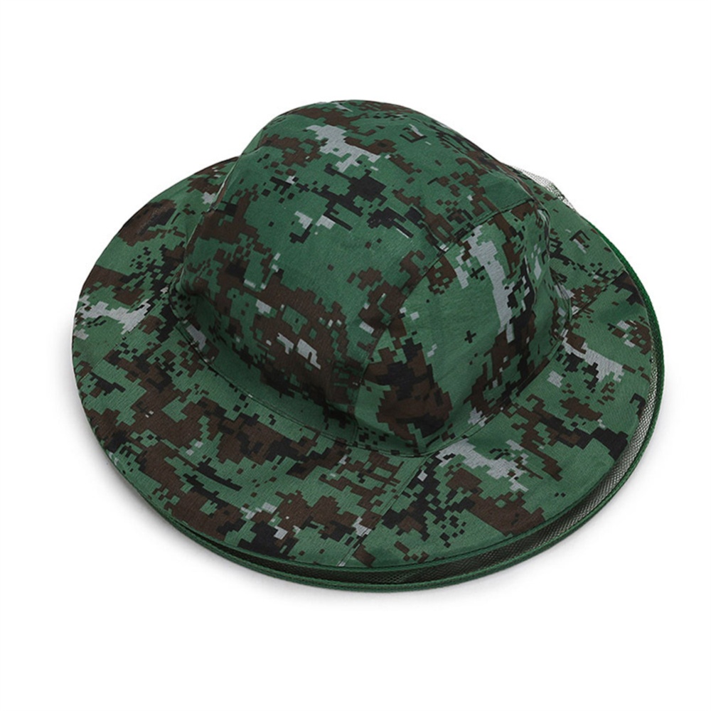 Breathable Hat With Mesh Outdoor Anti Mosquito Bee Repellent Head Cover Net camouflage_One size - Image 3