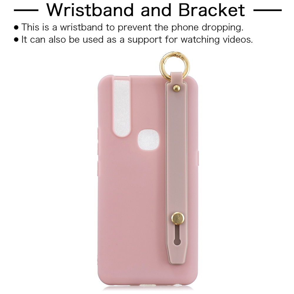 For VIVO V15 Simple Solid Color Chic Wrist Rope Bracket Matte TPU Anti-scratch Non-slip Protective Cover Back Case 12 gray - Image 3