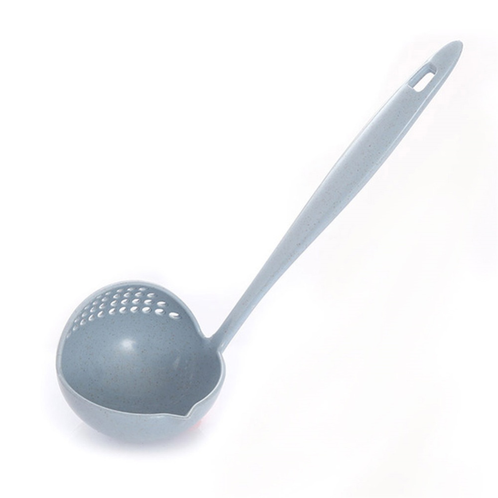 Soup Spoon Wheat Straw Two-in-one Colorful Long Handles Kitchen Blue - Image 2