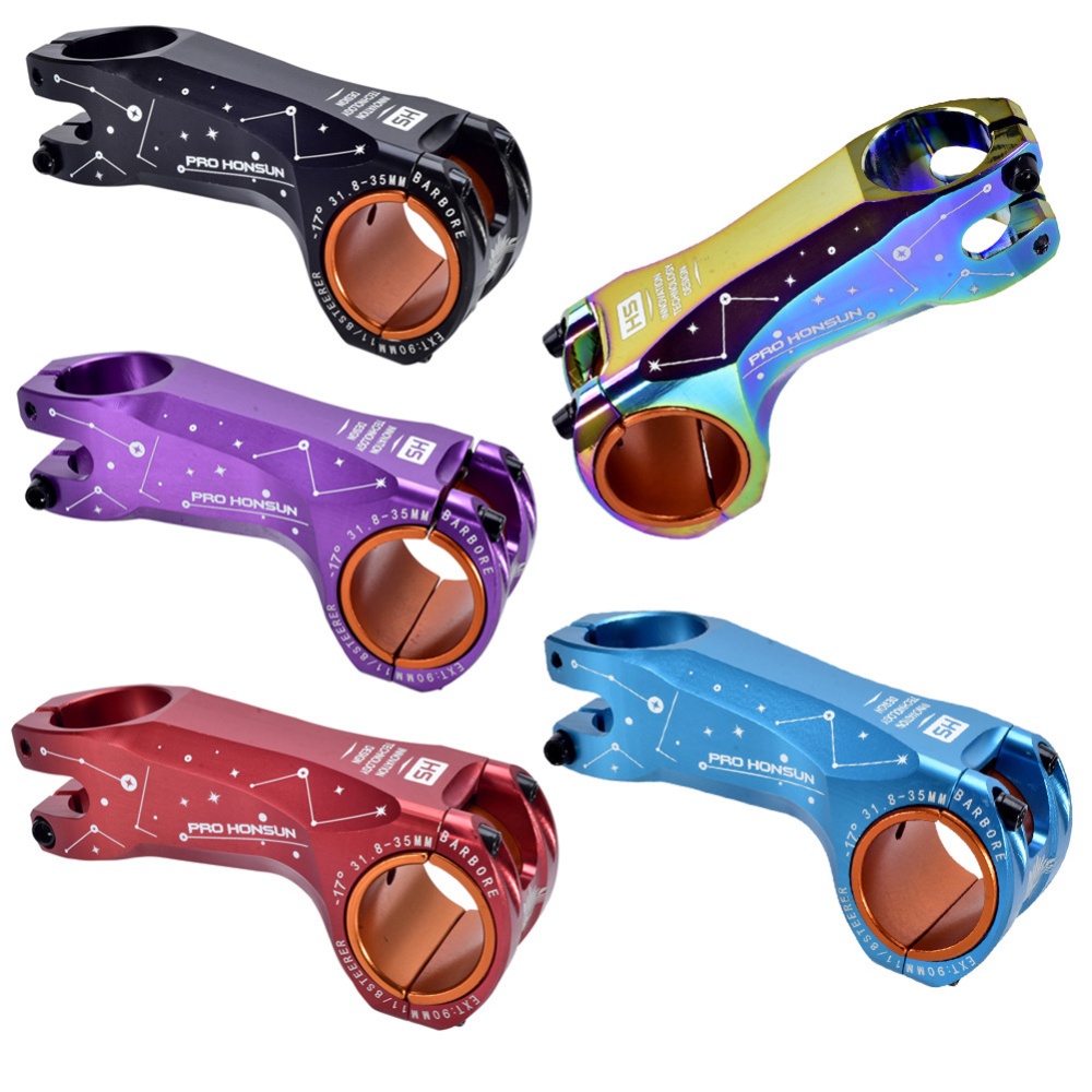 MTB Bike Handlebar Rise Stem -17 Degree Bicycle Mountain Road Colorful degrees 90MM / colorful_31.8 35MM - Image 2