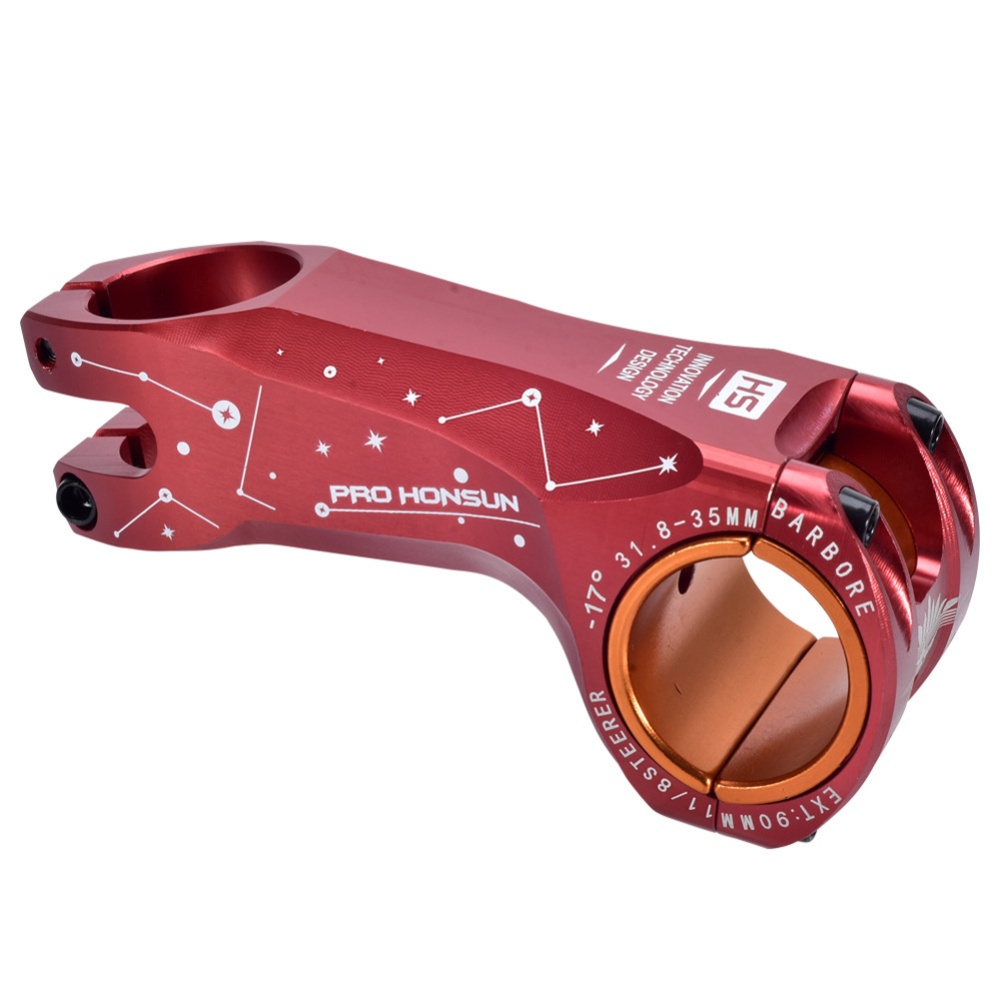 MTB Bike Handlebar Rise Stem -17 Degree Bicycle Mountain Road Colorful degrees 90MM / red_31.8 35MM - Image 2