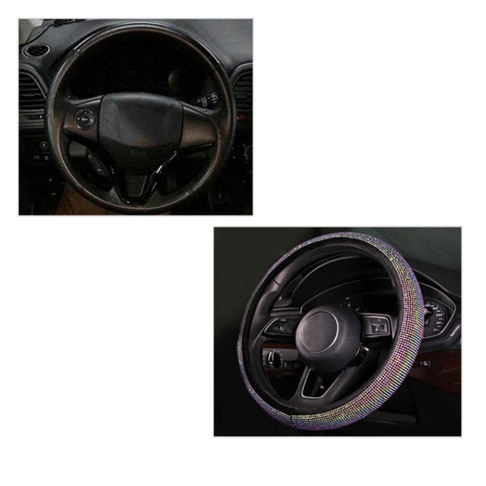 Full Crystal Steering Wheel Cover Rhinestone Diamond Car Covers Styling Auto Accessories Set Silver - Image 2